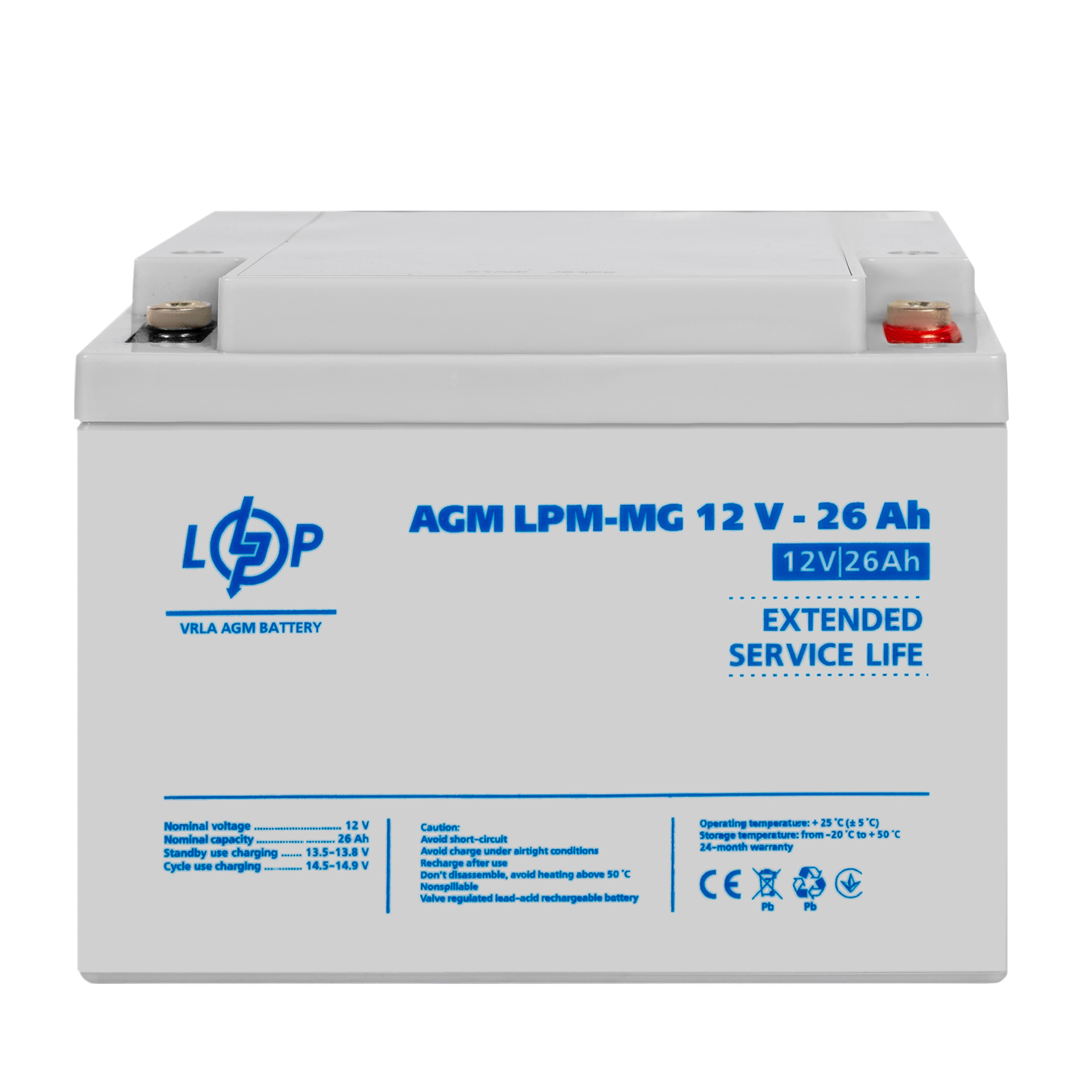 Акумуляторна батарея LP мультигелевий AGM LPM-MG 12V - 26 Ah під болт М5